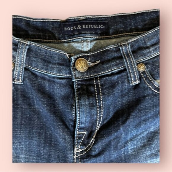 Rock‎ & Republic Kasandra Studded Boot Cut Stretch Medium Wash Denim Jeans Sz 12 - Picture 3 of 6